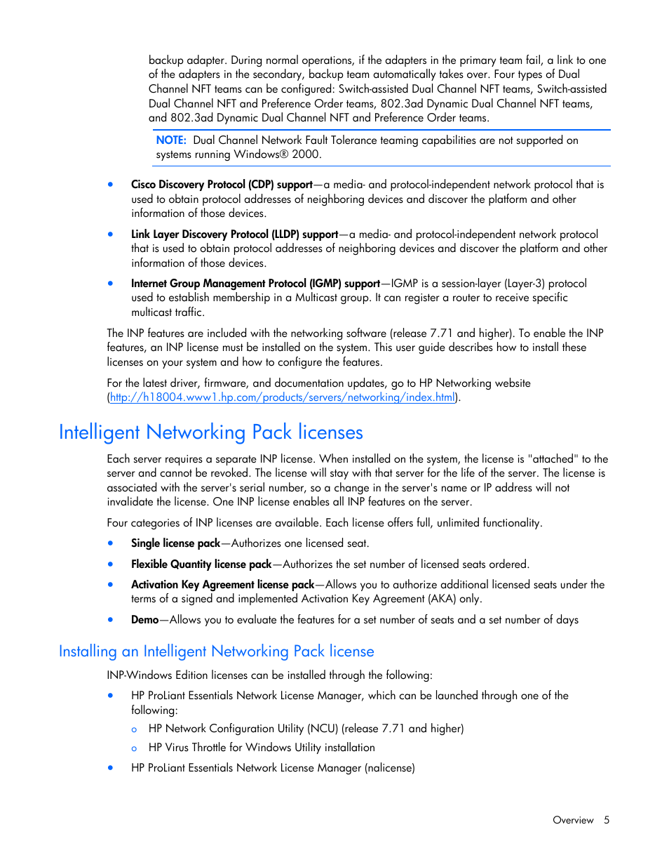 Intelligent networking pack licenses, Installing an intelligent networking pack license | HP ProLiant Essentials Intelligent Networking Pack Windows Edition User Manual | Page 5 / 43