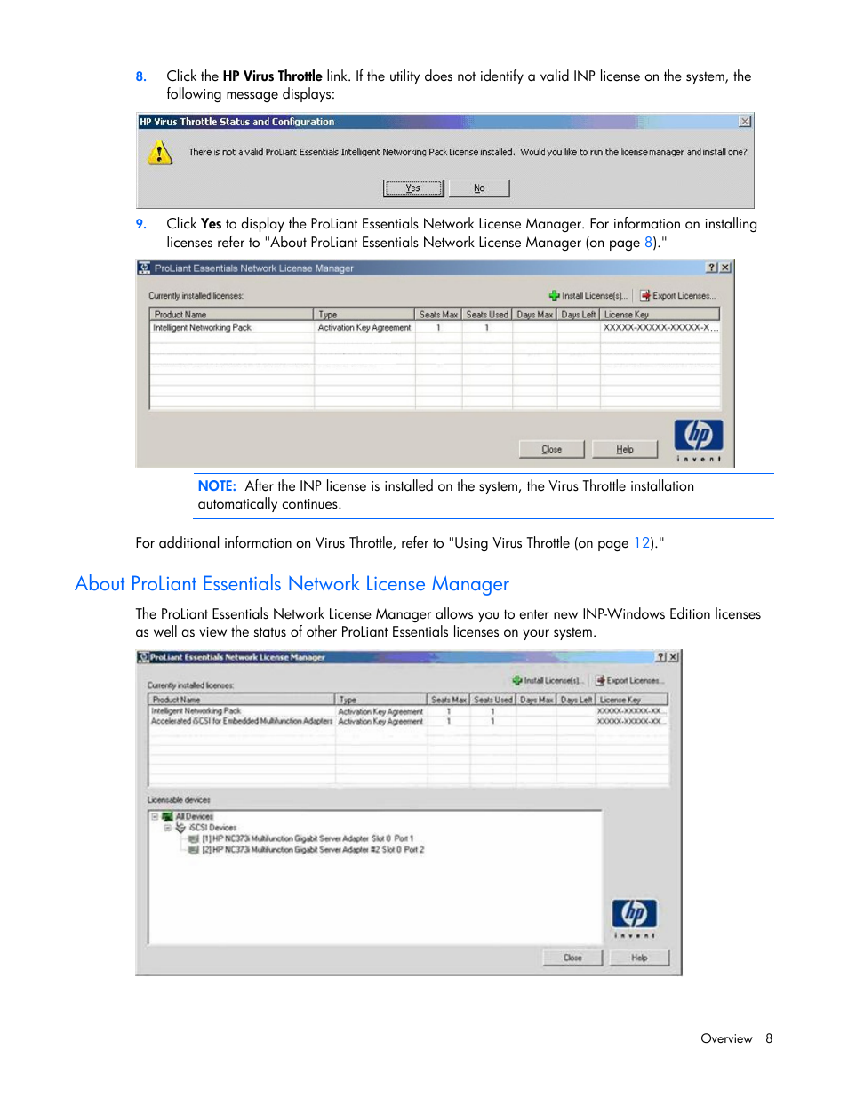About proliant essentials network license manager | HP ProLiant Essentials Intelligent Networking Pack Windows Edition User Manual | Page 8 / 43