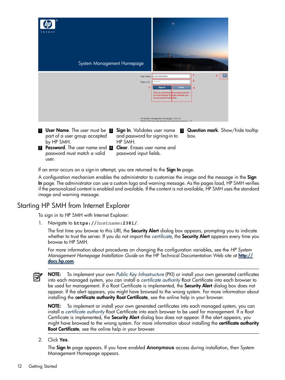 Starting hp smh from internet explorer | HP Integrity rx4640 Server User Manual | Page 12 / 100