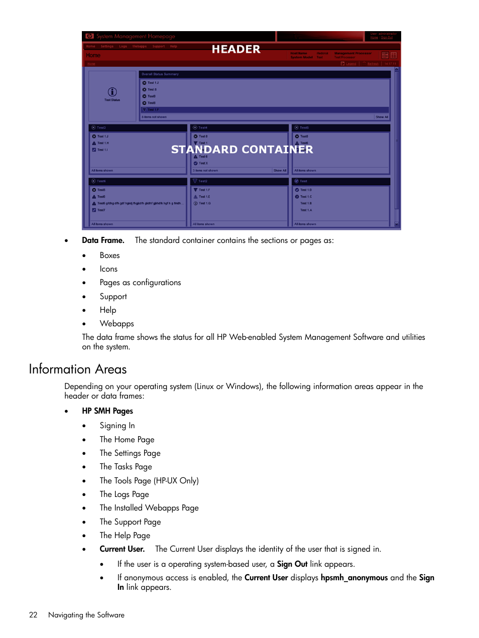 Information areas | HP Integrity rx4640 Server User Manual | Page 22 / 100