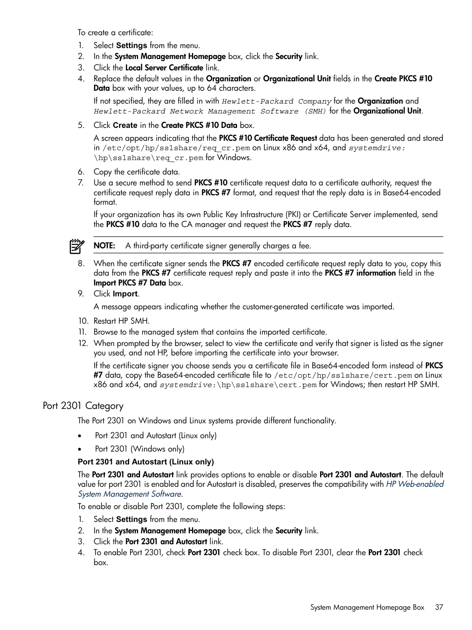 Port 2301 category | HP Integrity rx4640 Server User Manual | Page 37 / 100