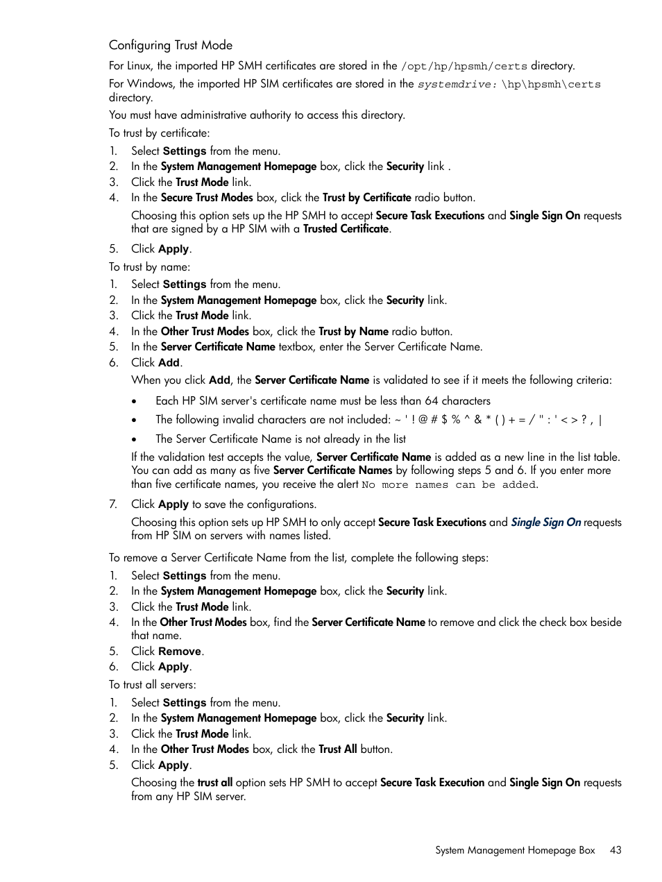 Configuring trust mode | HP Integrity rx4640 Server User Manual | Page 43 / 100