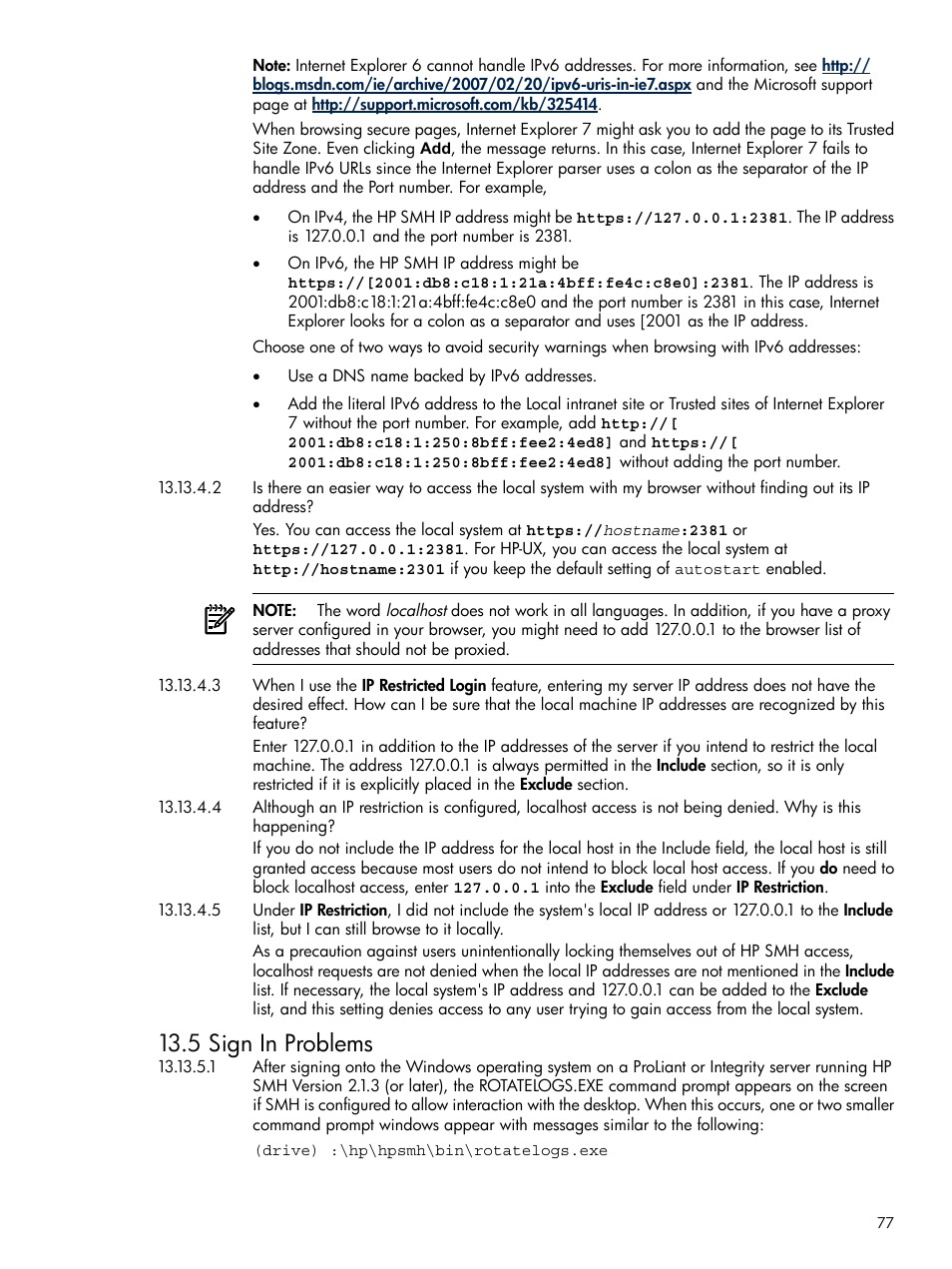 Sign in problems, 5 sign in problems | HP Integrity rx4640 Server User Manual | Page 77 / 100