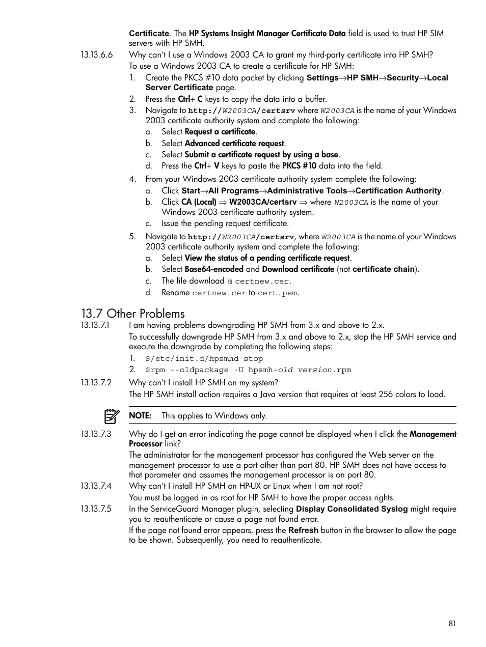 Other problems, 7 other problems | HP Integrity rx4640 Server User Manual | Page 81 / 100
