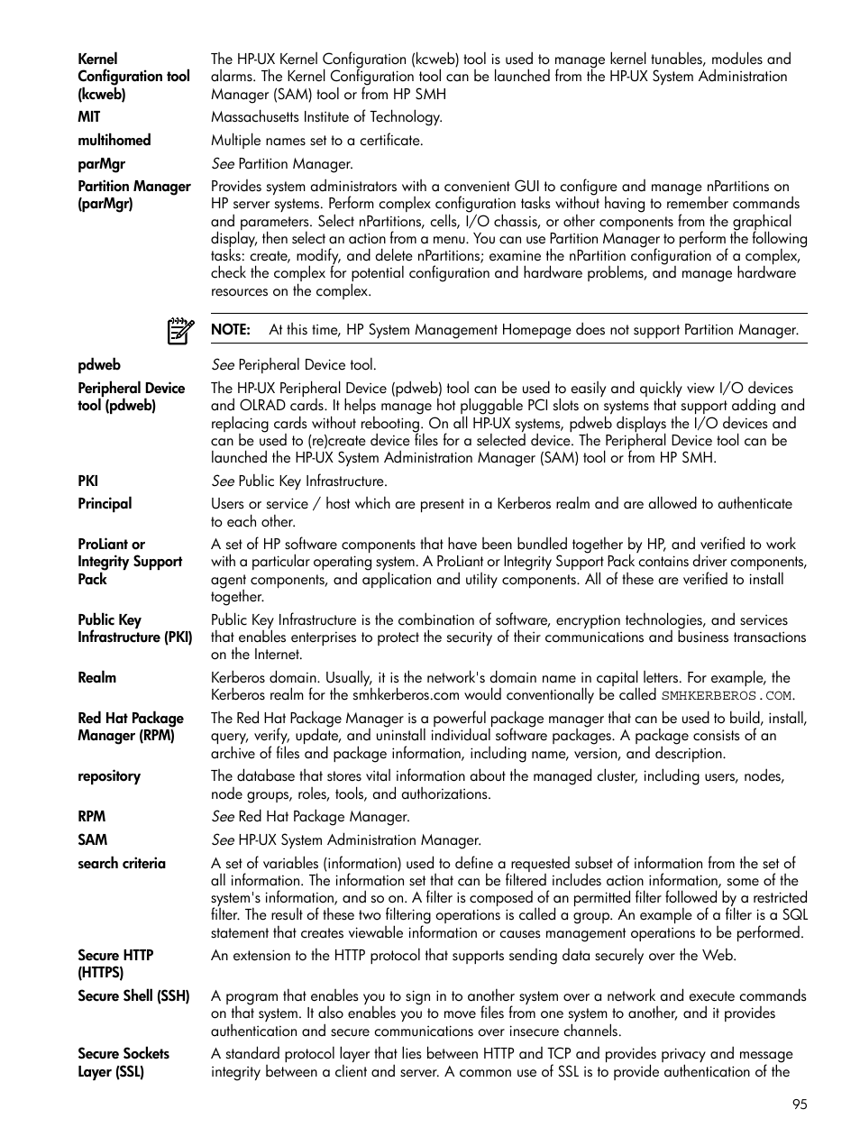 Public key infrastructure, Realm, Principals | HP Integrity rx4640 Server User Manual | Page 95 / 100