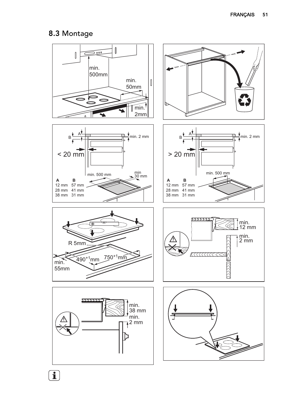 3 montage, 20 mm | AEG HK854320XB User Manual | Page 51 / 72