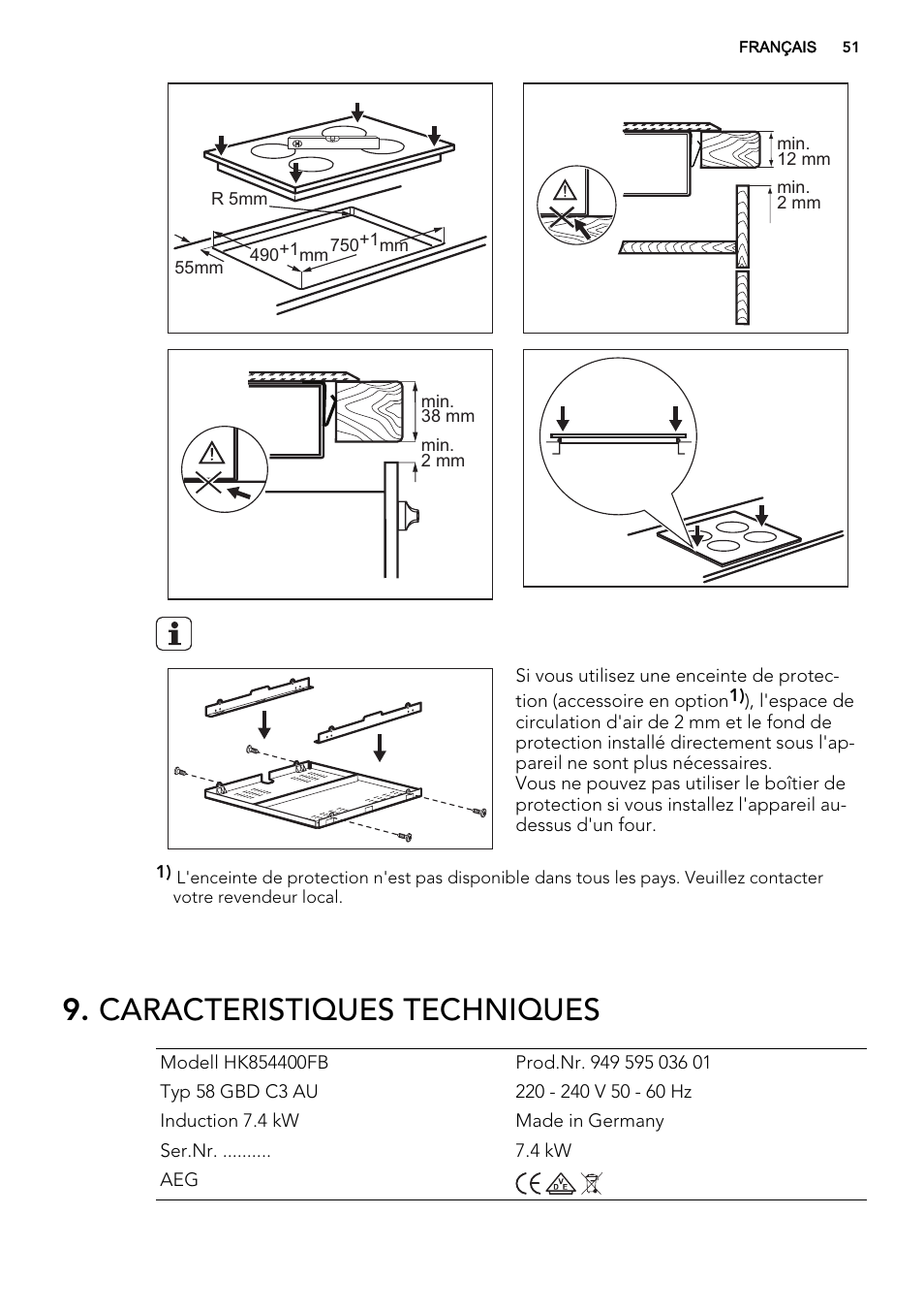 Caracteristiques techniques | AEG HK854400FB User Manual | Page 51 / 72