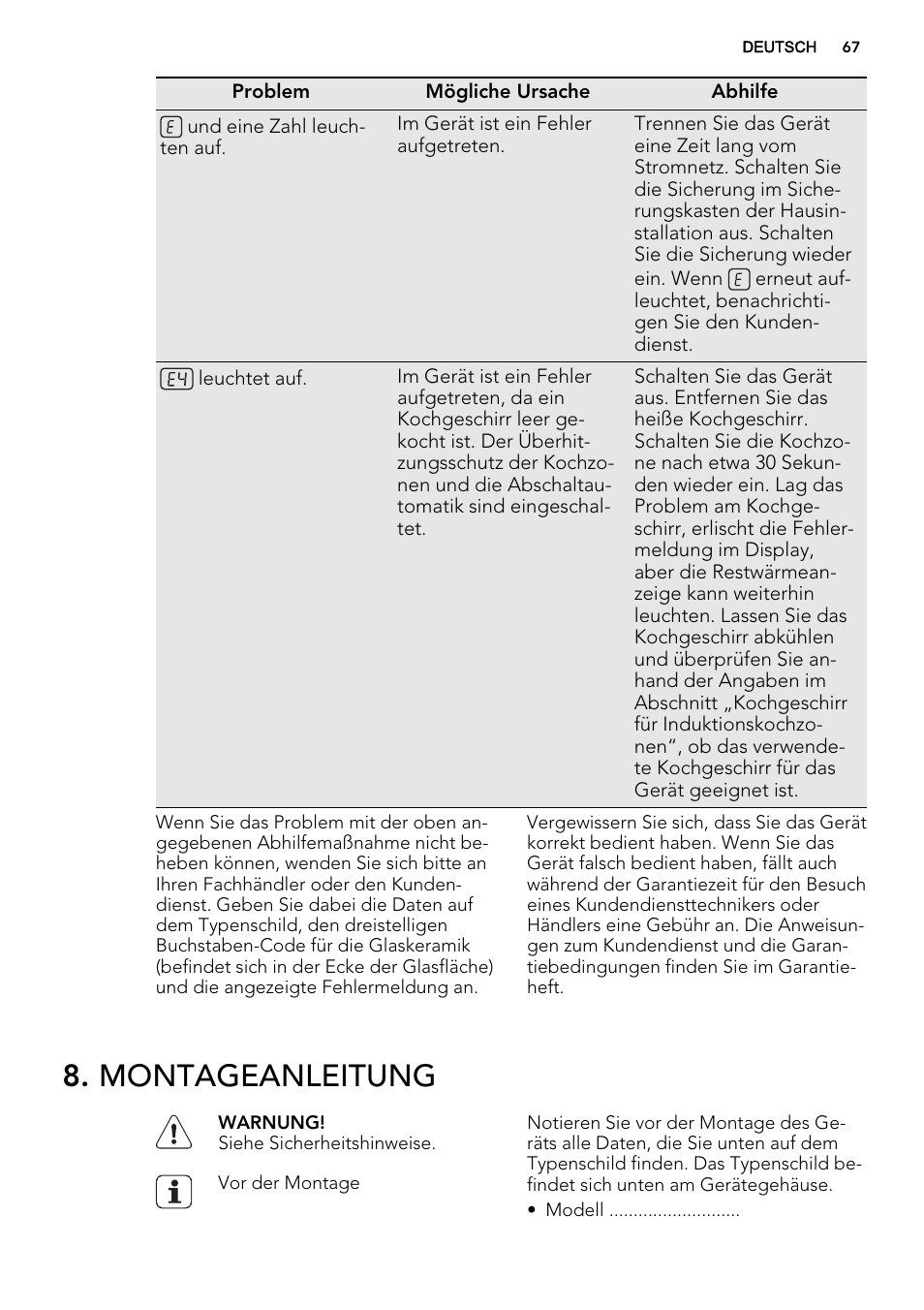 Montageanleitung | AEG HK854400FB User Manual | Page 67 / 72