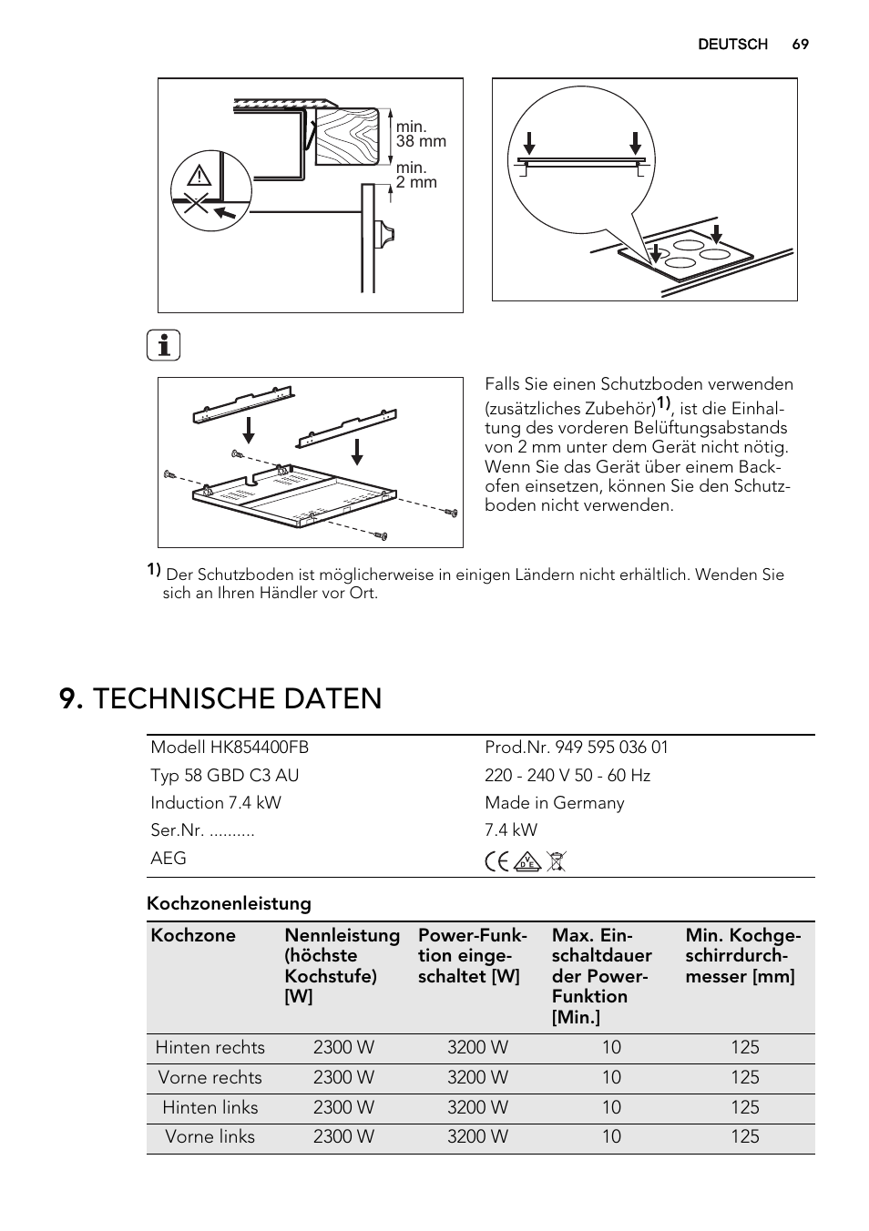 Technische daten | AEG HK854400FB User Manual | Page 69 / 72