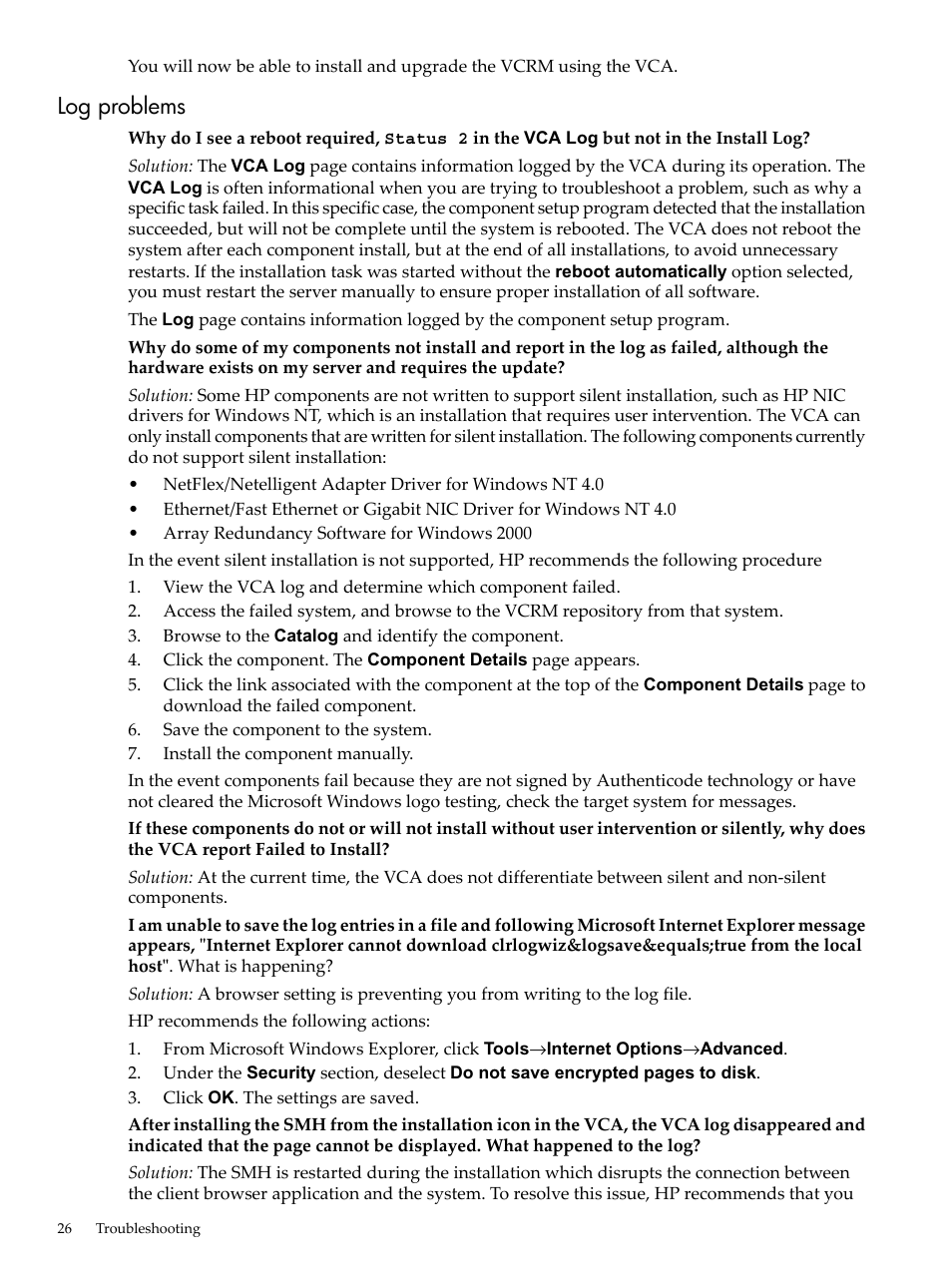 Log problems | HP Integrity rx4640 Server User Manual | Page 26 / 53