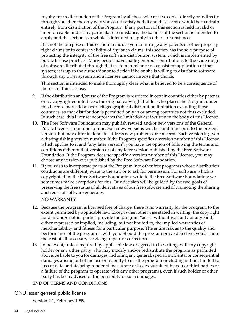 Gnu lesser general public license | HP Integrity rx4640 Server User Manual | Page 44 / 53