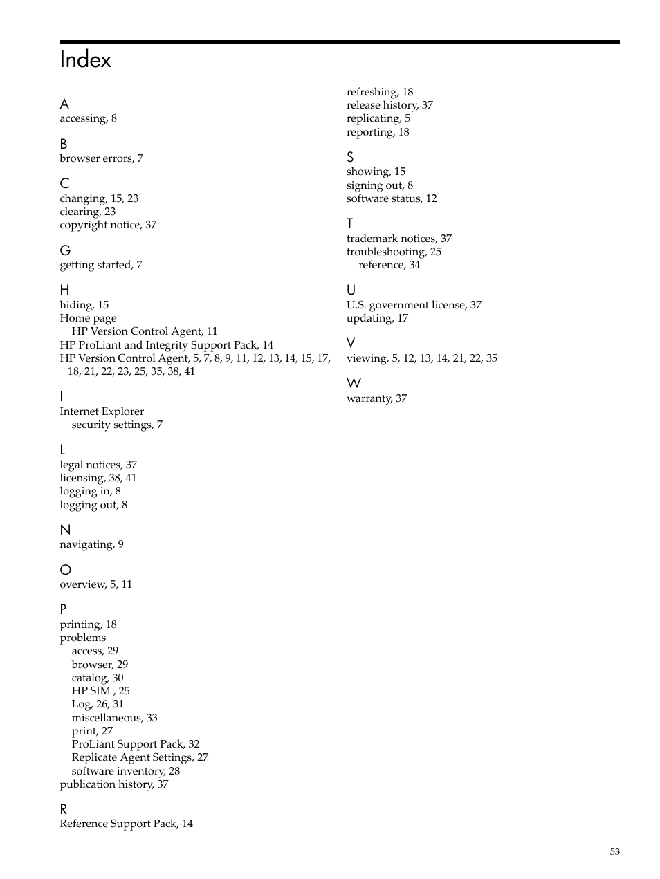 Index | HP Integrity rx4640 Server User Manual | Page 53 / 53