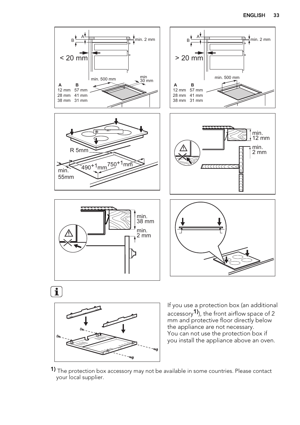 20 mm | AEG HK854320FB User Manual | Page 33 / 72