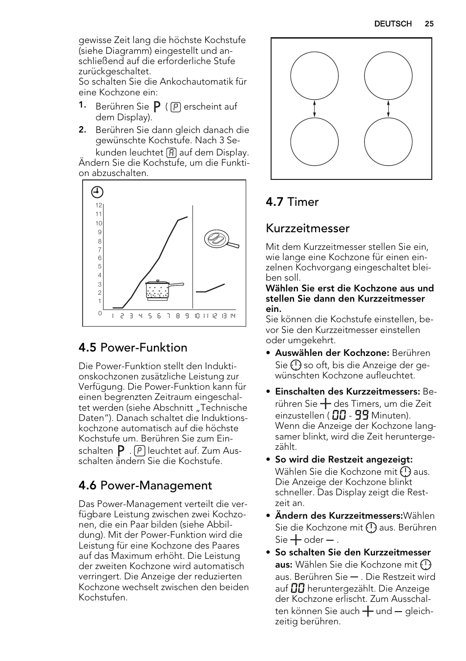 5 power-funktion, 6 power-management, 7 timer kurzzeitmesser | AEG HK854220IB User Manual | Page 25 / 56