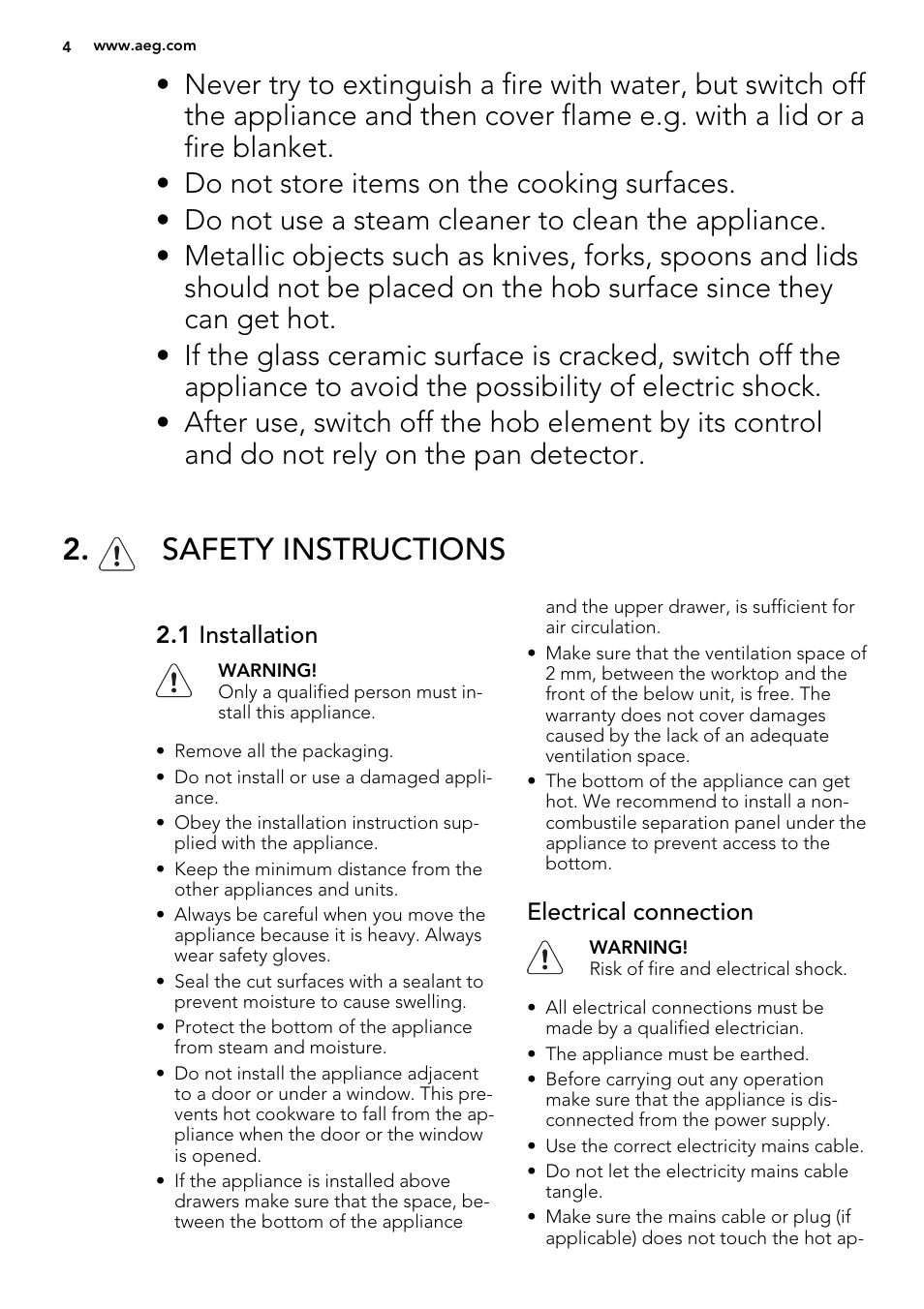 Safety instructions | AEG HK854220IB User Manual | Page 4 / 56