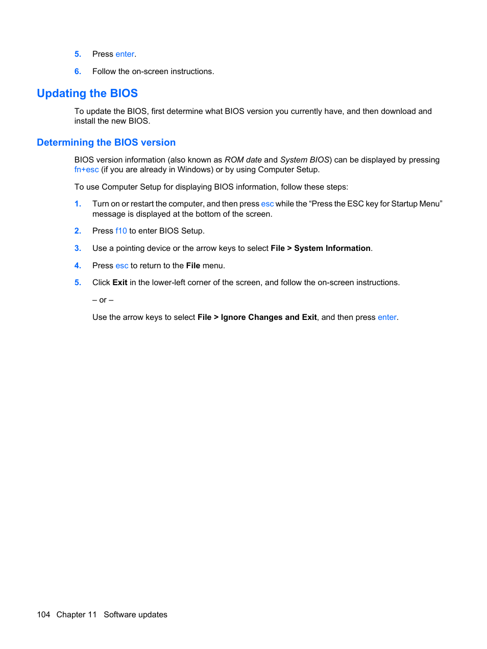 Updating the bios, Determining the bios version | HP ProBook 5320m Notebook PC User Manual | Page 114 / 143