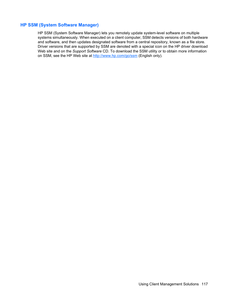 Hp ssm (system software manager) | HP ProBook 5320m Notebook PC User Manual | Page 127 / 143