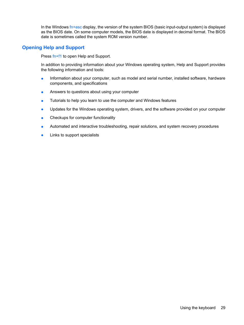 Opening help and support | HP ProBook 5320m Notebook PC User Manual | Page 39 / 143