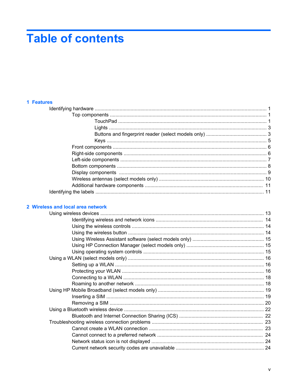 HP ProBook 5320m Notebook PC User Manual | Page 5 / 143