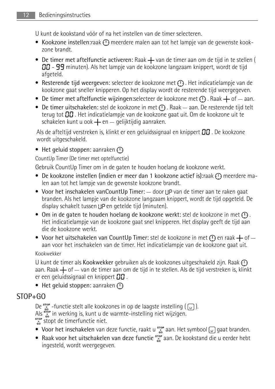 Stop+go | AEG HK764403XB User Manual | Page 12 / 72