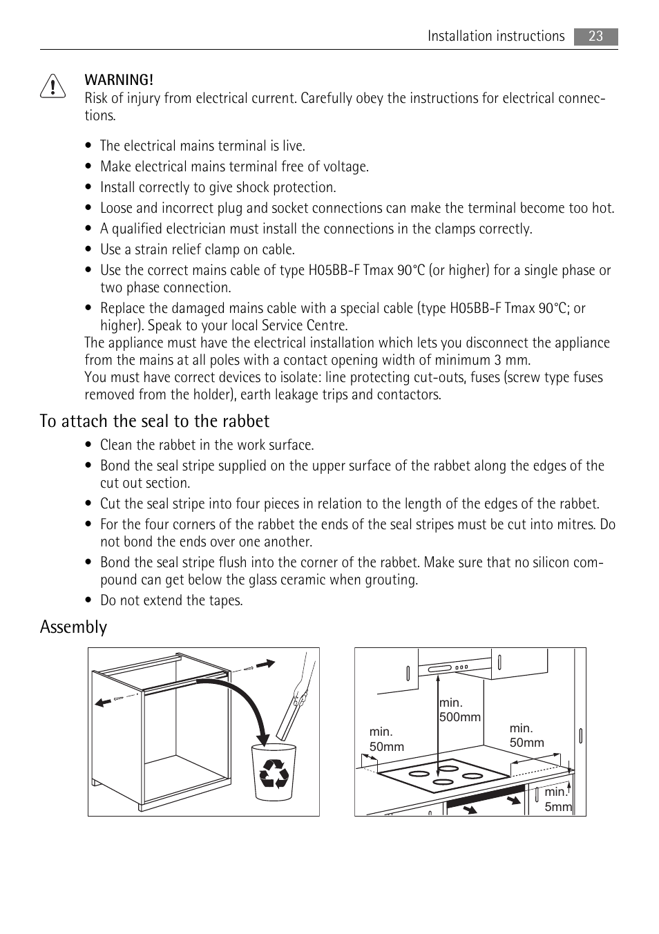 Assembly | AEG HK764403IB User Manual | Page 23 / 72