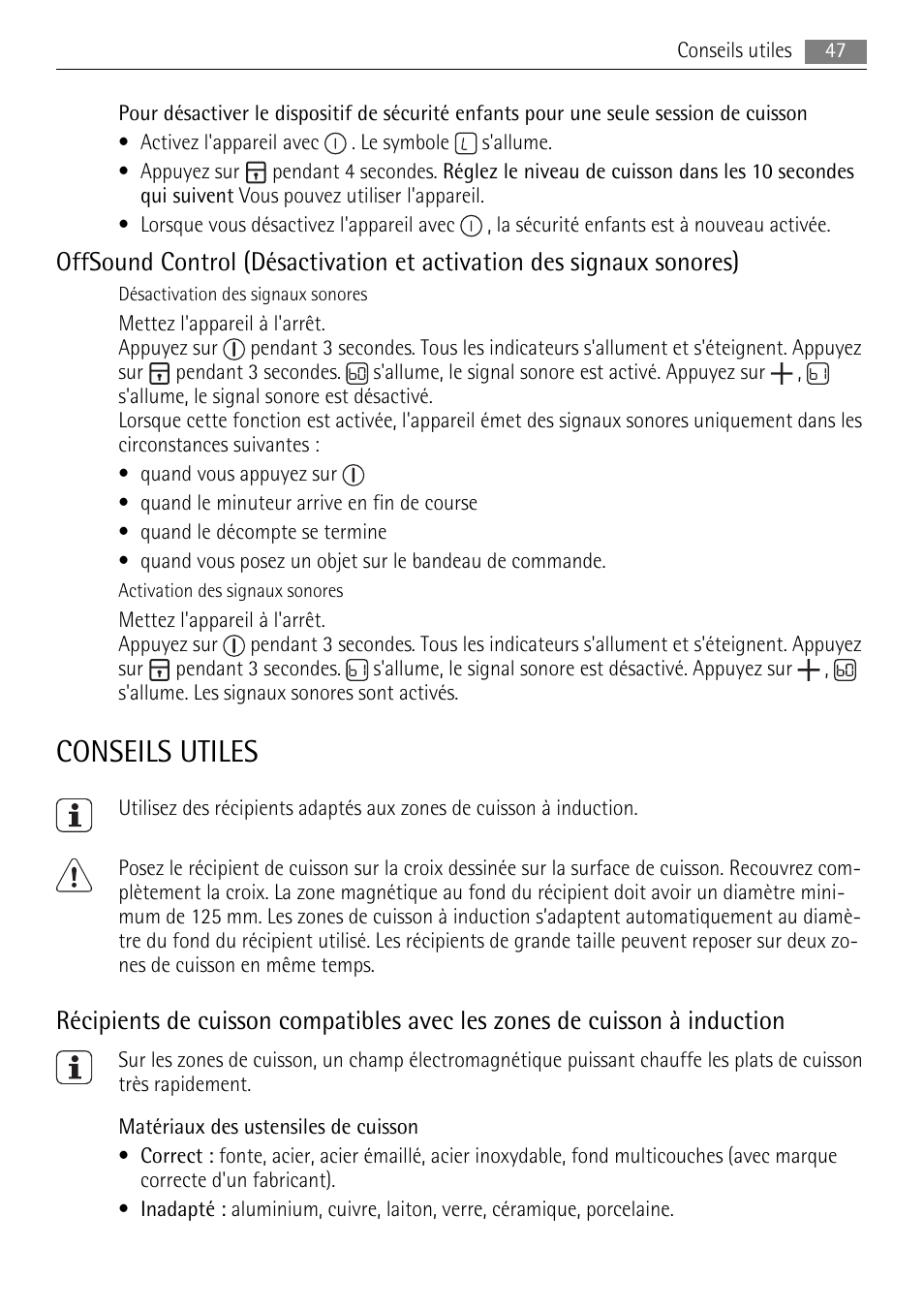 Conseils utiles | AEG HK764403IB User Manual | Page 47 / 72