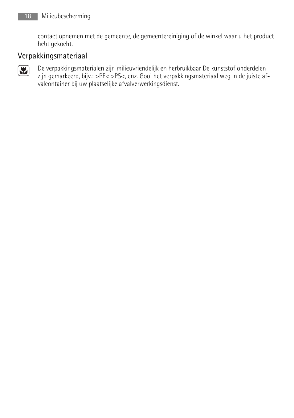 Verpakkingsmateriaal | AEG HK764403FB User Manual | Page 18 / 72