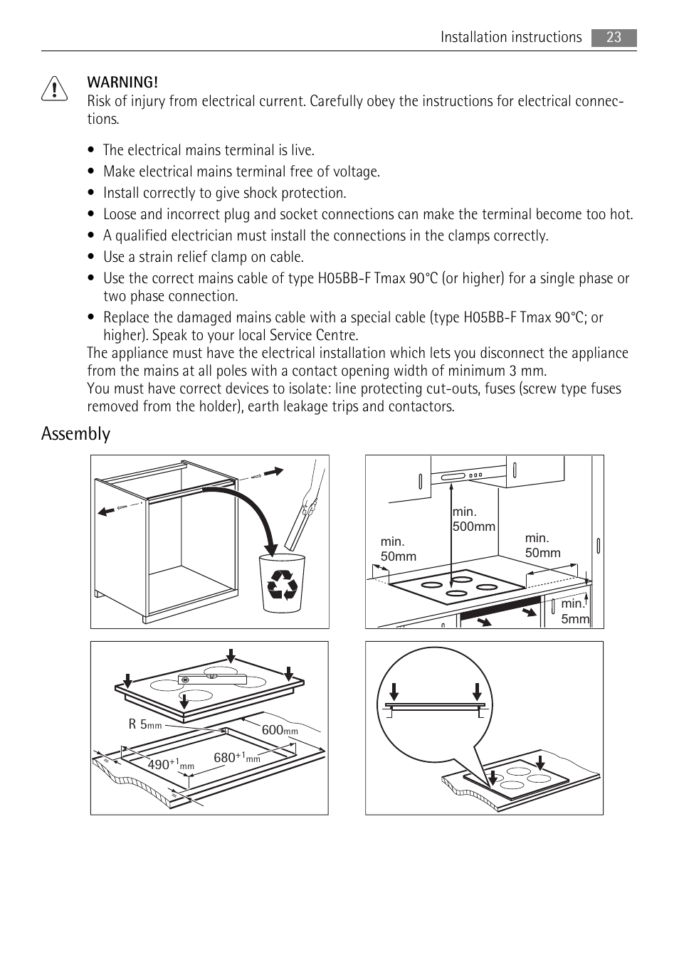 Assembly | AEG HK764403FB User Manual | Page 23 / 72