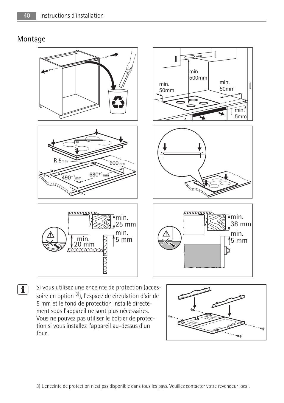 Montage | AEG HK764403FB User Manual | Page 40 / 72