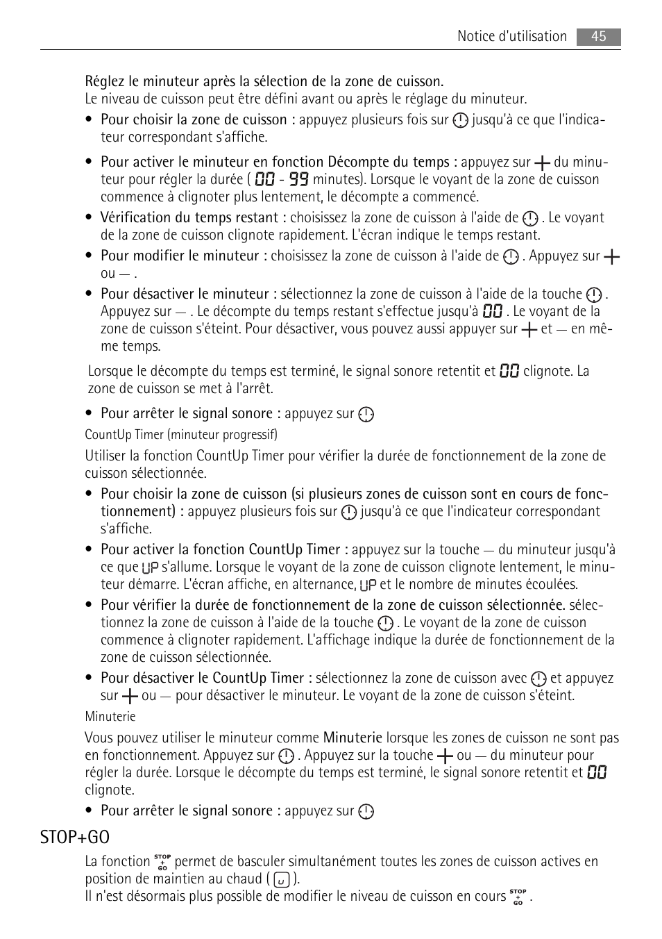 Stop+go | AEG HK764403FB User Manual | Page 45 / 72