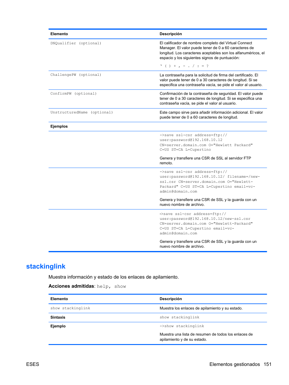 Stackinglink | HP Módulo de conexión virtual HP FlexFabric de 10 Gb24 puertos para BladeSystem clase-c User Manual | Page 158 / 266
