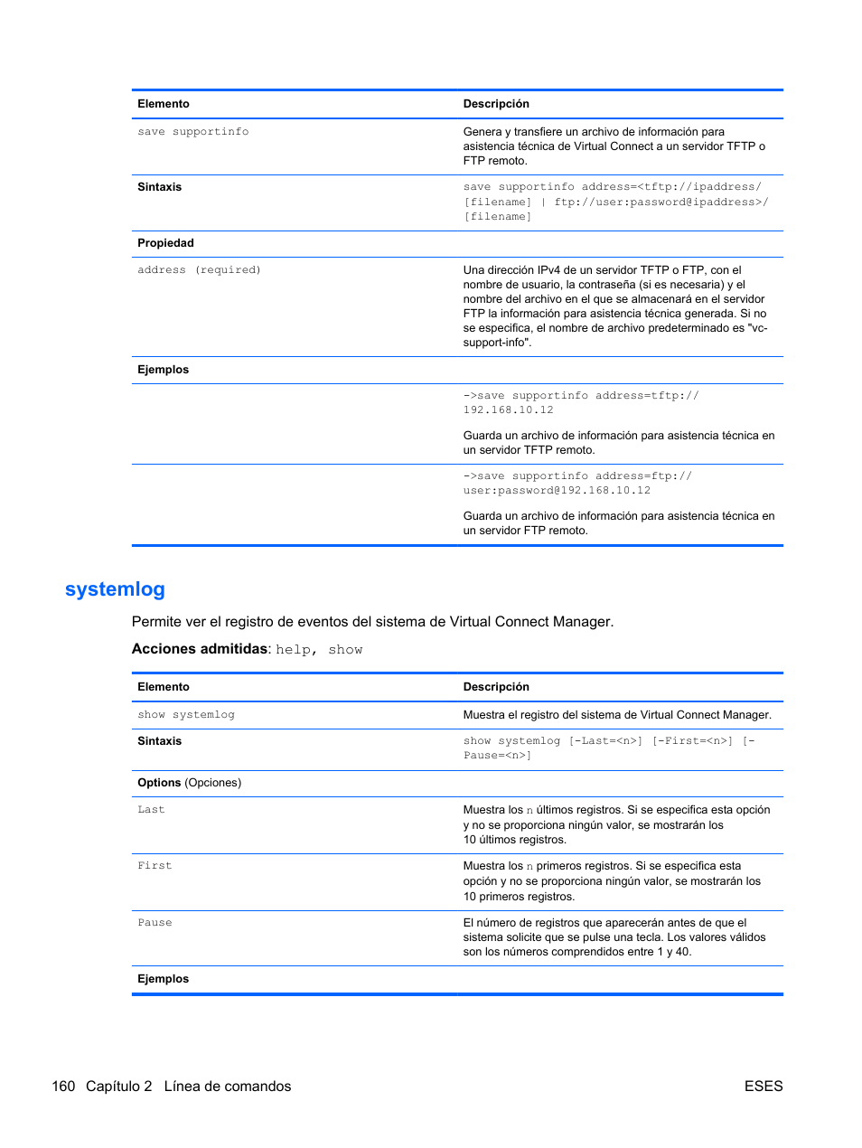 Systemlog | HP Módulo de conexión virtual HP FlexFabric de 10 Gb24 puertos para BladeSystem clase-c User Manual | Page 167 / 266
