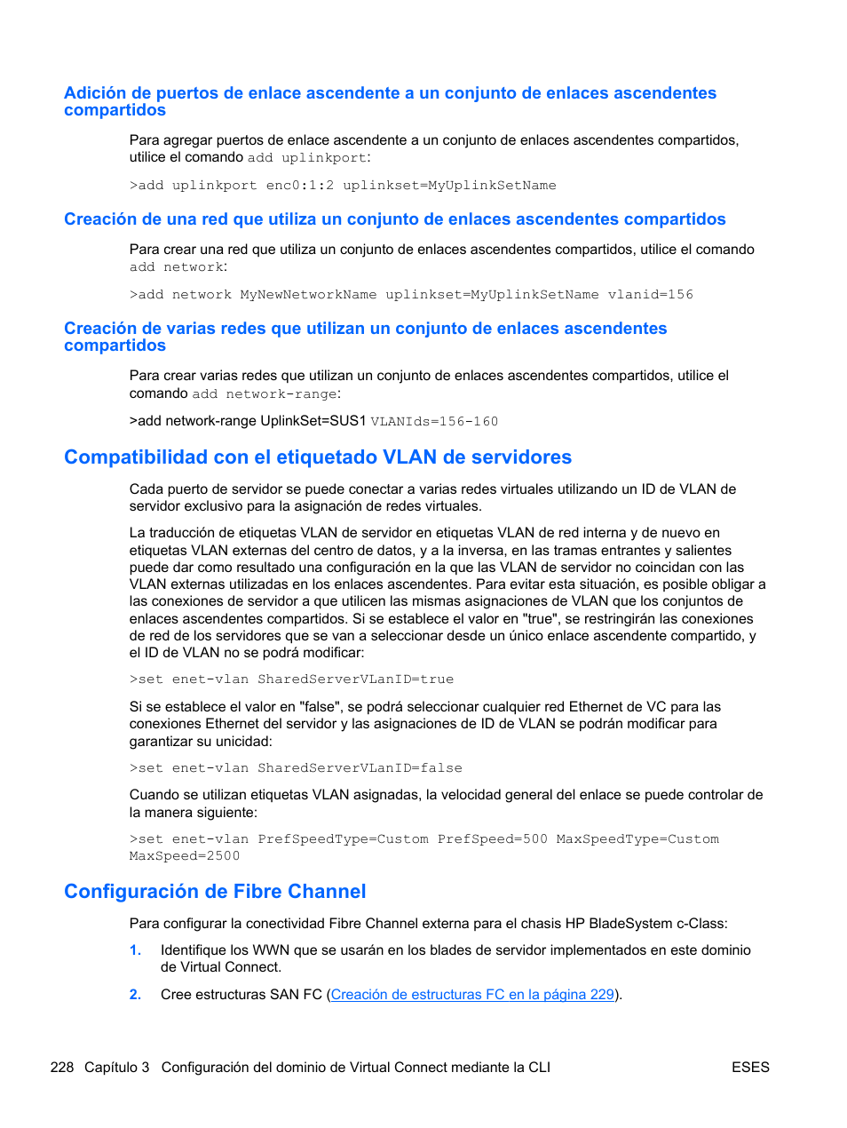 Configuración de fibre channel | HP Módulo de conexión virtual HP FlexFabric de 10 Gb24 puertos para BladeSystem clase-c User Manual | Page 235 / 266