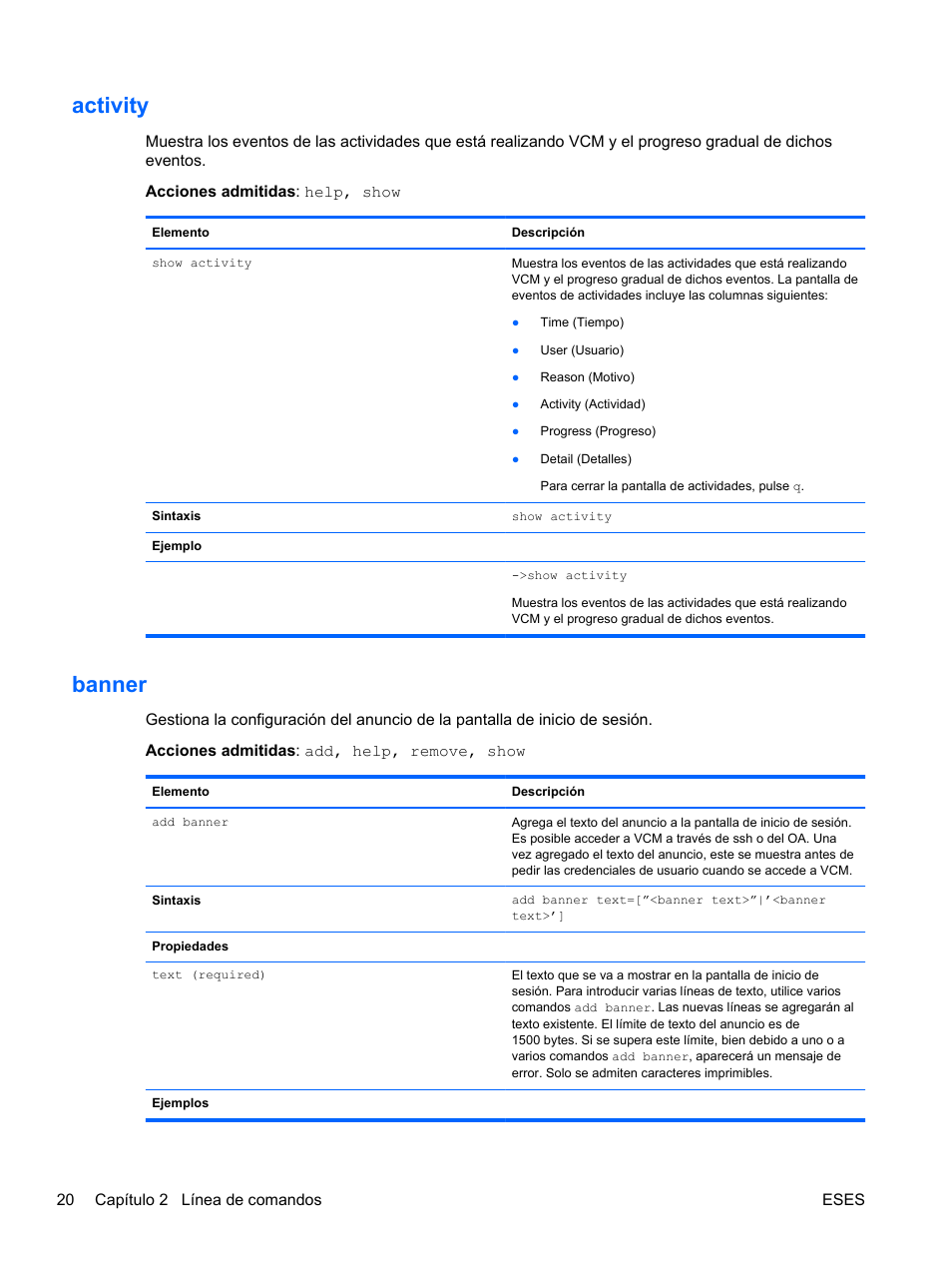 Activity, Banner, Activity banner | HP Módulo de conexión virtual HP FlexFabric de 10 Gb24 puertos para BladeSystem clase-c User Manual | Page 27 / 266