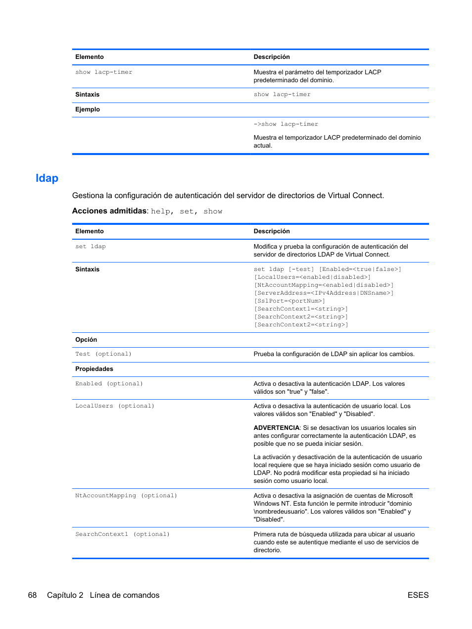 Ldap | HP Módulo de conexión virtual HP FlexFabric de 10 Gb24 puertos para BladeSystem clase-c User Manual | Page 75 / 266