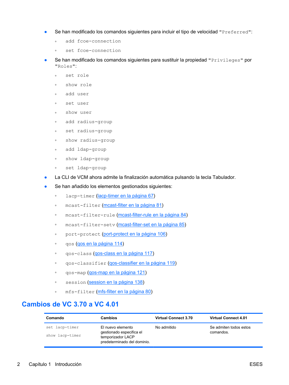 Cambios de vc 3.70 a vc 4.01 | HP Módulo de conexión virtual HP FlexFabric de 10 Gb24 puertos para BladeSystem clase-c User Manual | Page 9 / 266