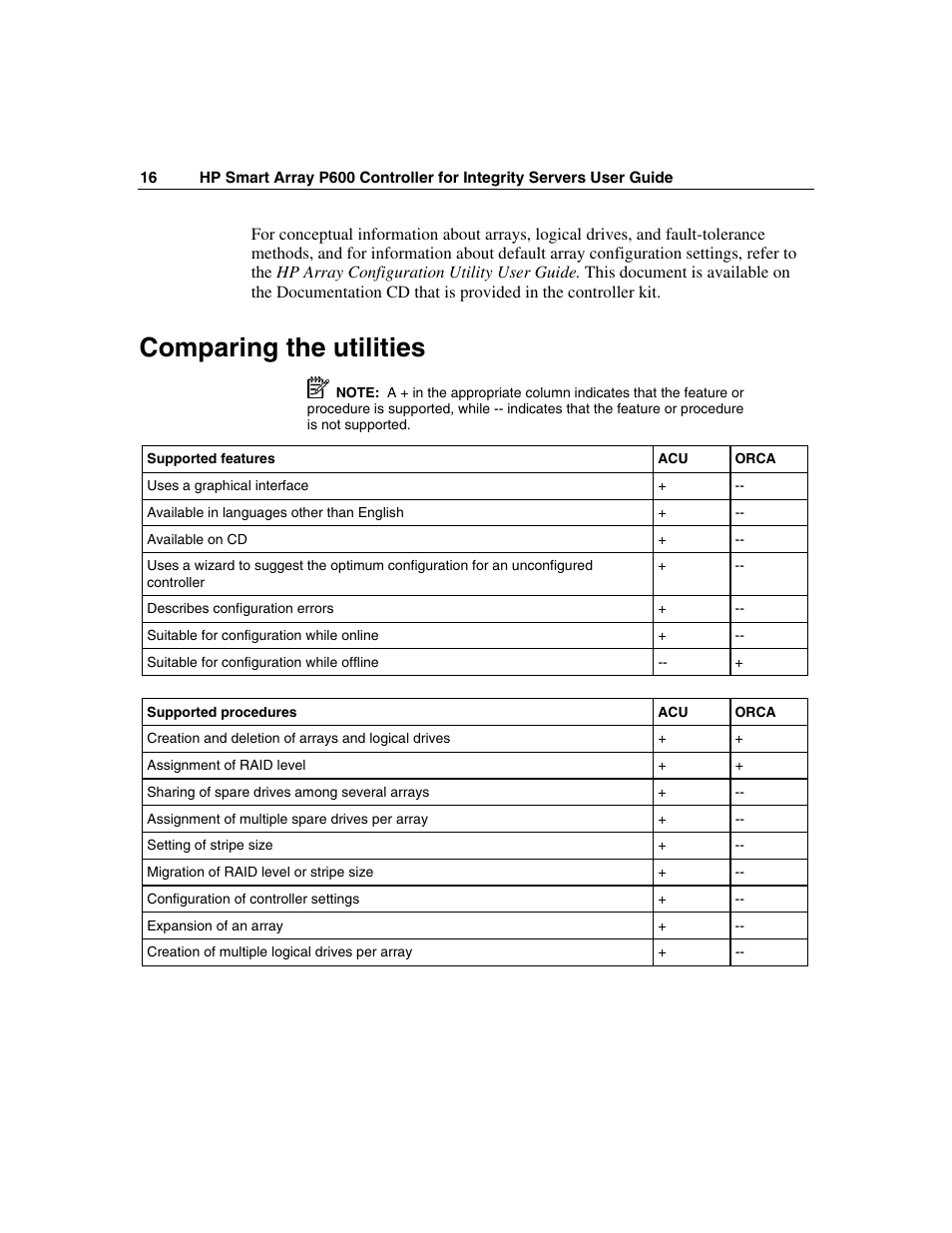Comparing the utilities | HP Integrity rx4640 Server User Manual | Page 16 / 58