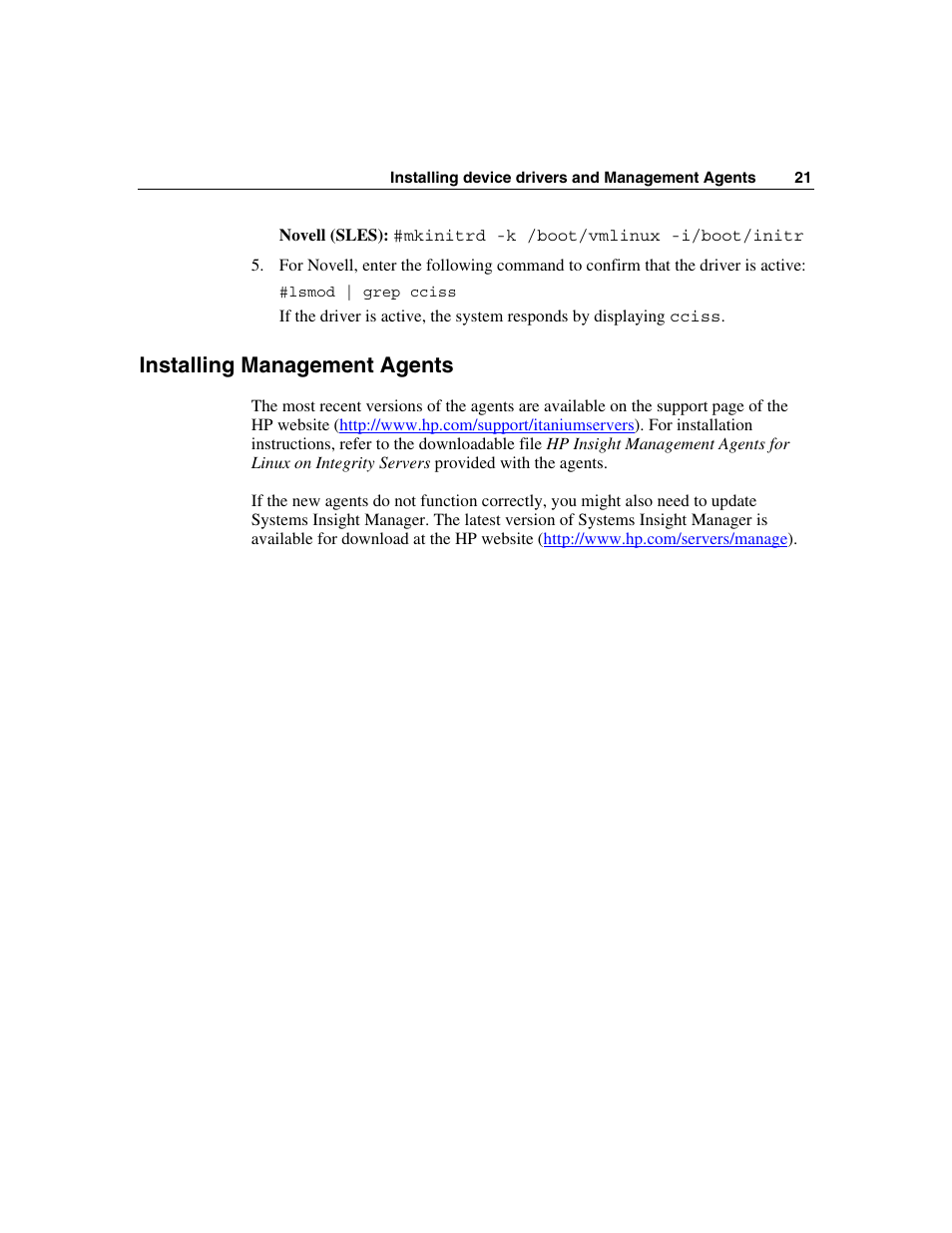 Installing management agents | HP Integrity rx4640 Server User Manual | Page 21 / 58