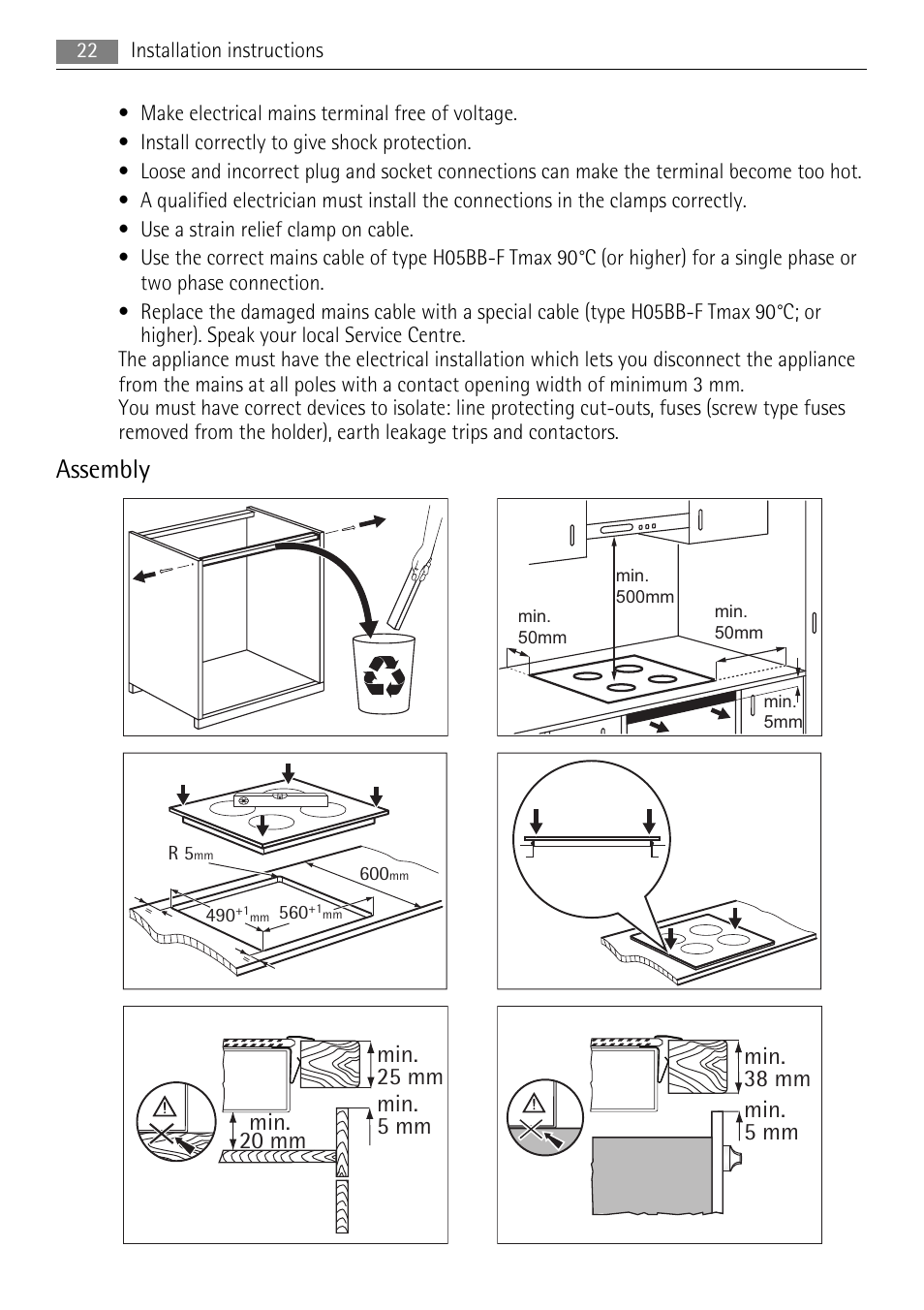 Assembly | AEG HK654250XB User Manual | Page 22 / 84