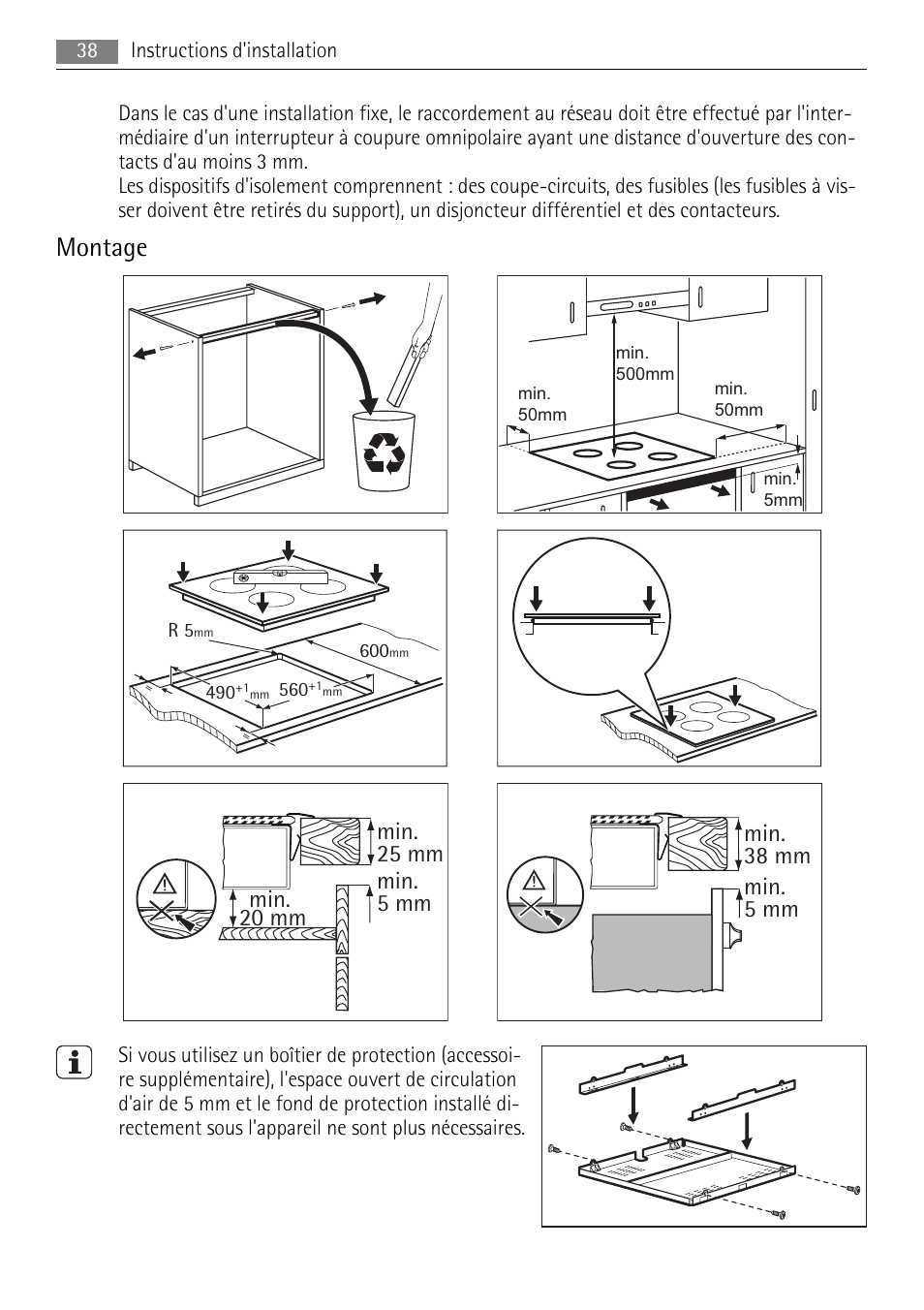 Montage | AEG HK654250XB User Manual | Page 38 / 84