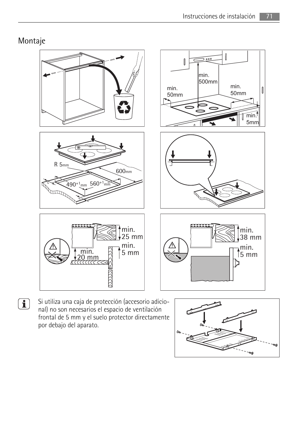 Montaje | AEG HK654250XB User Manual | Page 71 / 84