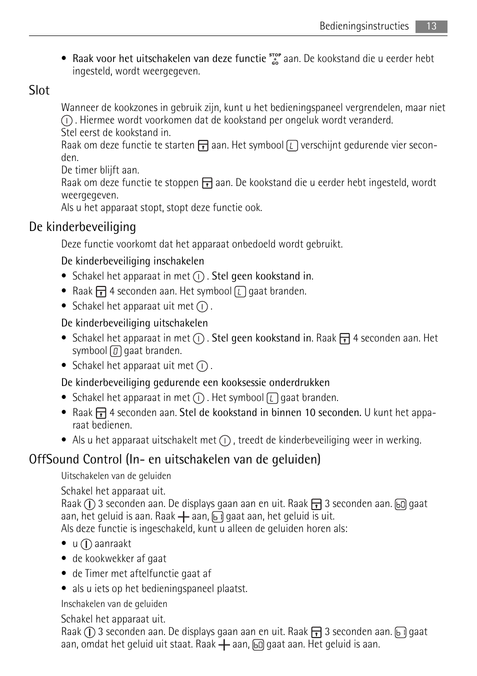 Slot, De kinderbeveiliging | AEG HK653320XB User Manual | Page 13 / 88
