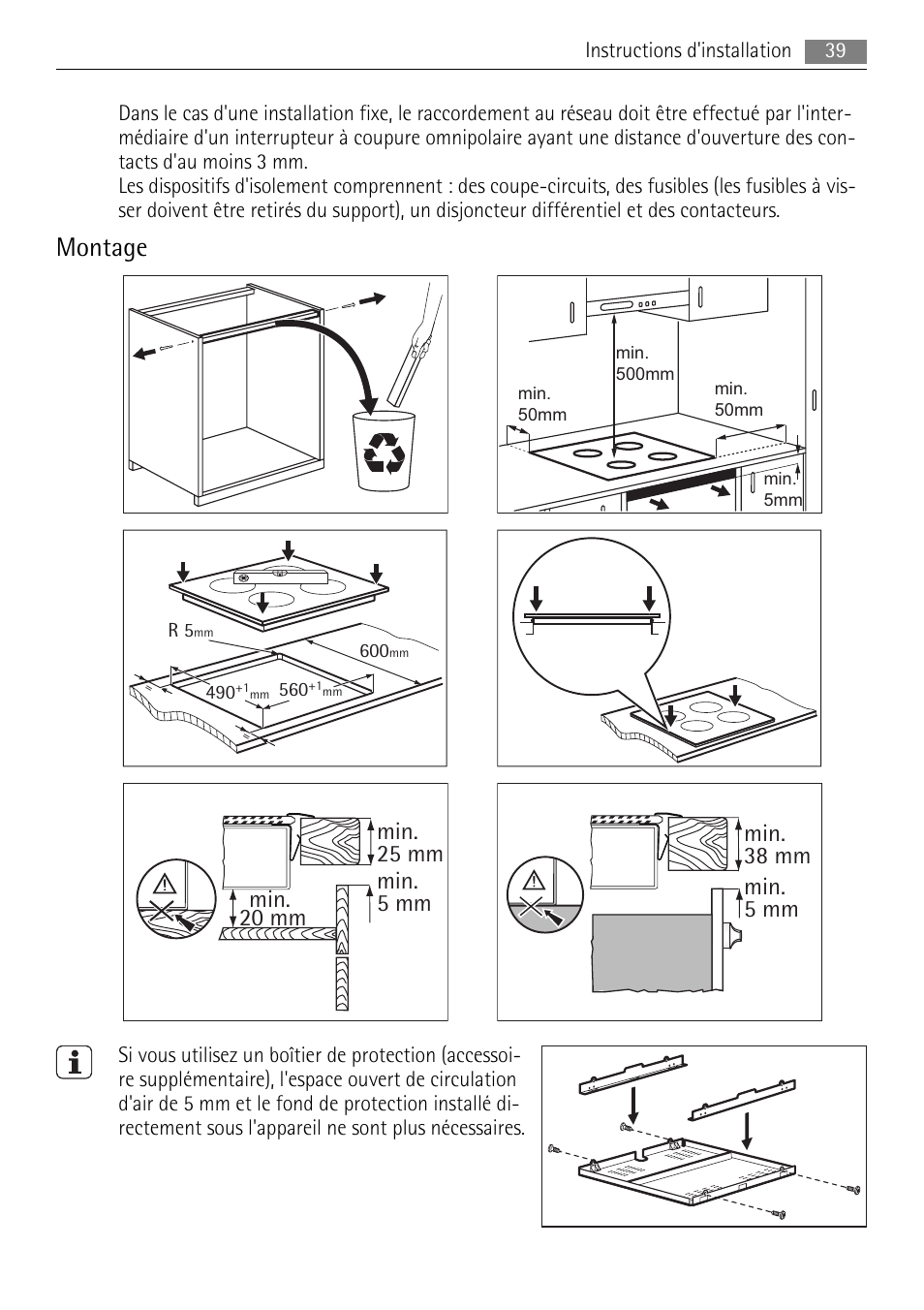 Montage | AEG HK653320XB User Manual | Page 39 / 88