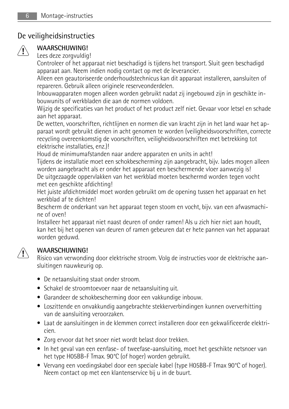 De veiligheidsinstructies | AEG HK653320XB User Manual | Page 6 / 88