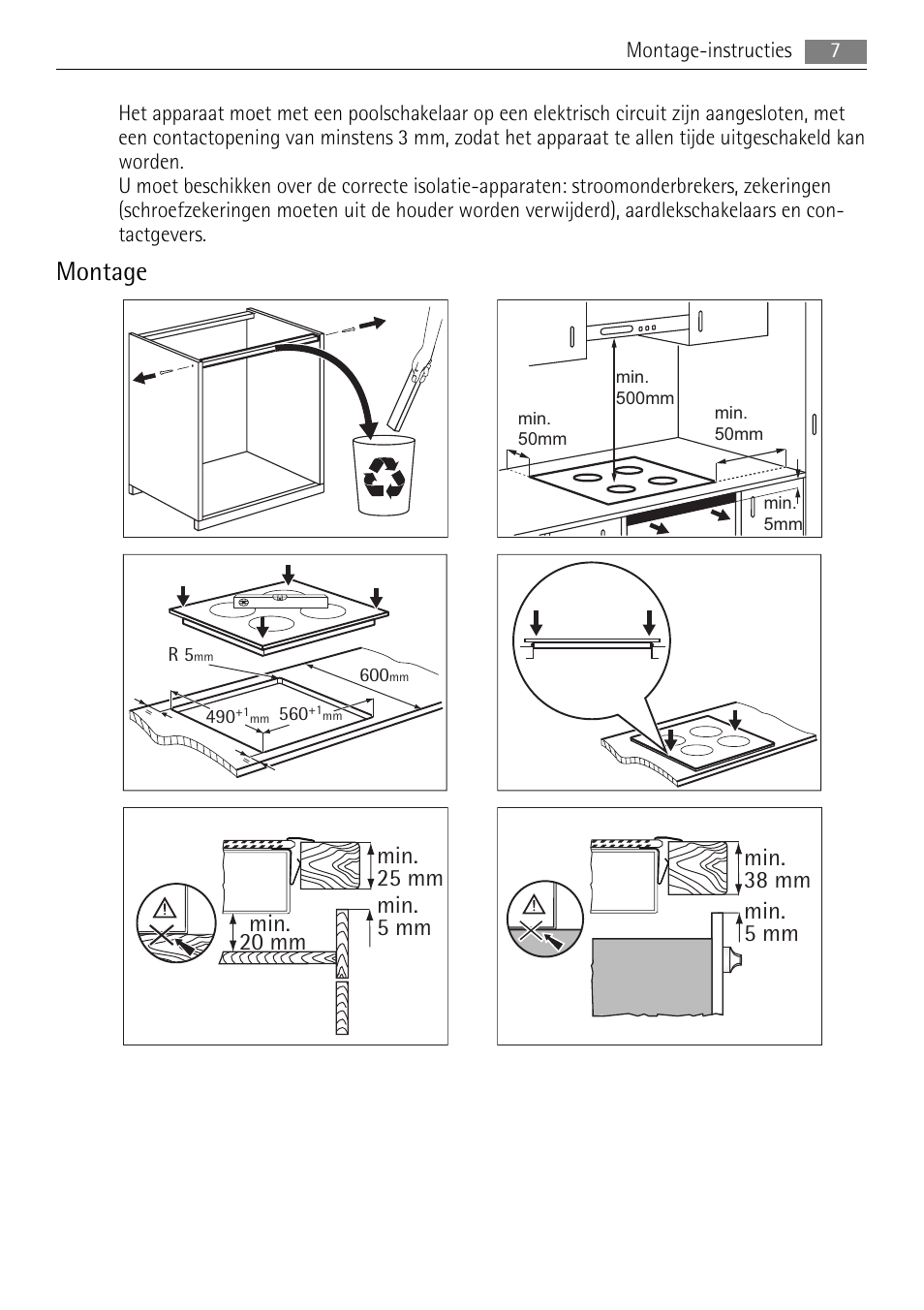 Montage | AEG HK653320XB User Manual | Page 7 / 88
