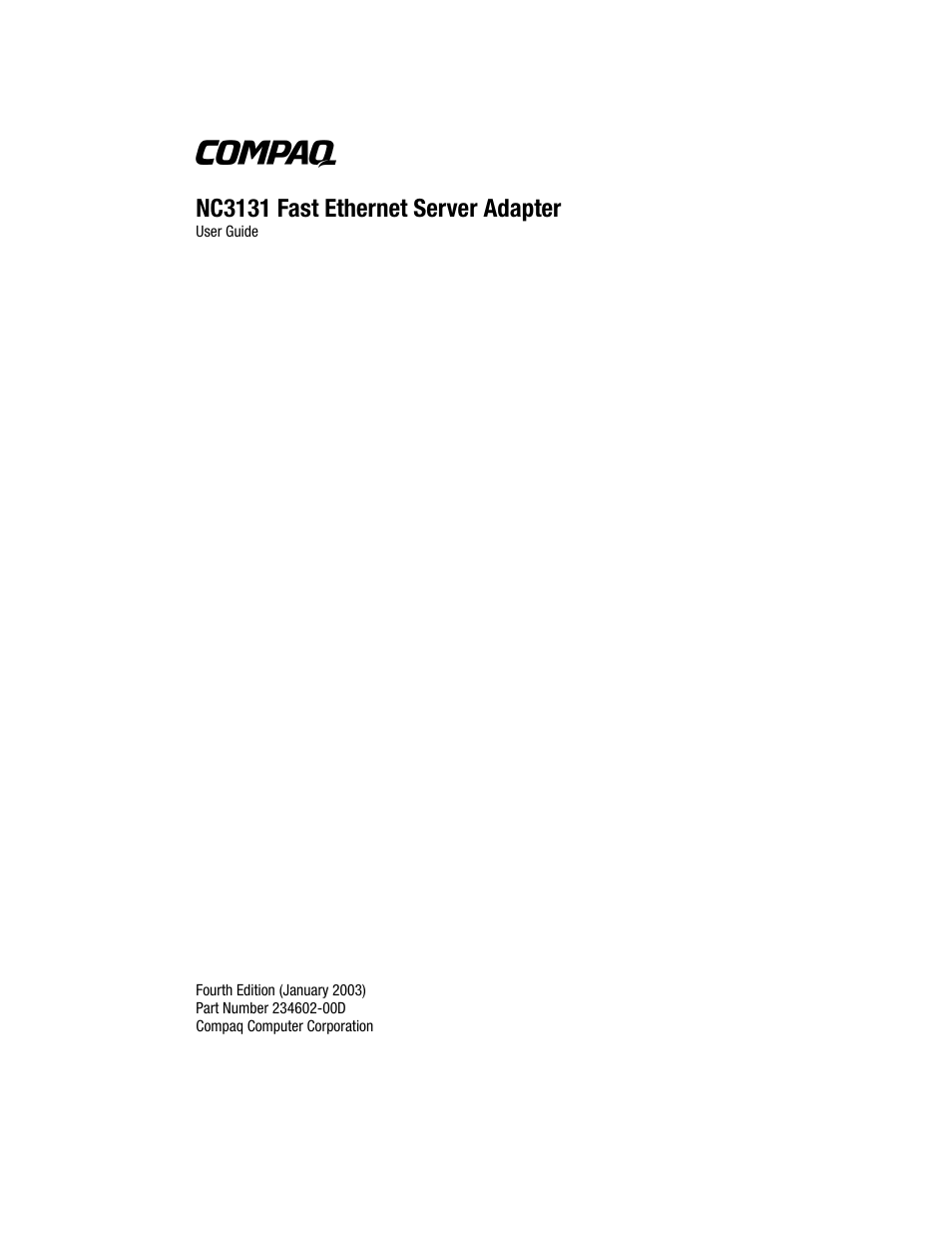 HP NC3131 Fast Ethernet Server Adapter User Manual | 32 pages
