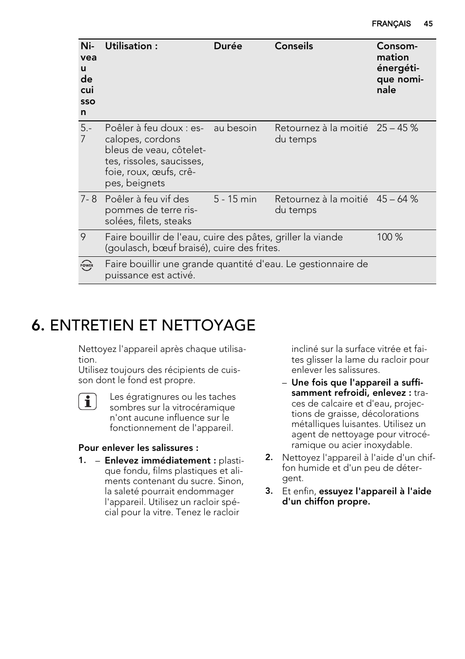 Entretien et nettoyage | AEG HK634200XB User Manual | Page 45 / 68