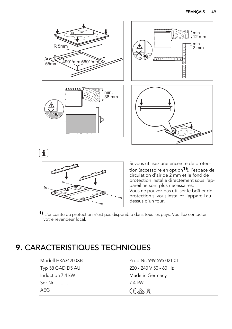 Caracteristiques techniques | AEG HK634200XB User Manual | Page 49 / 68