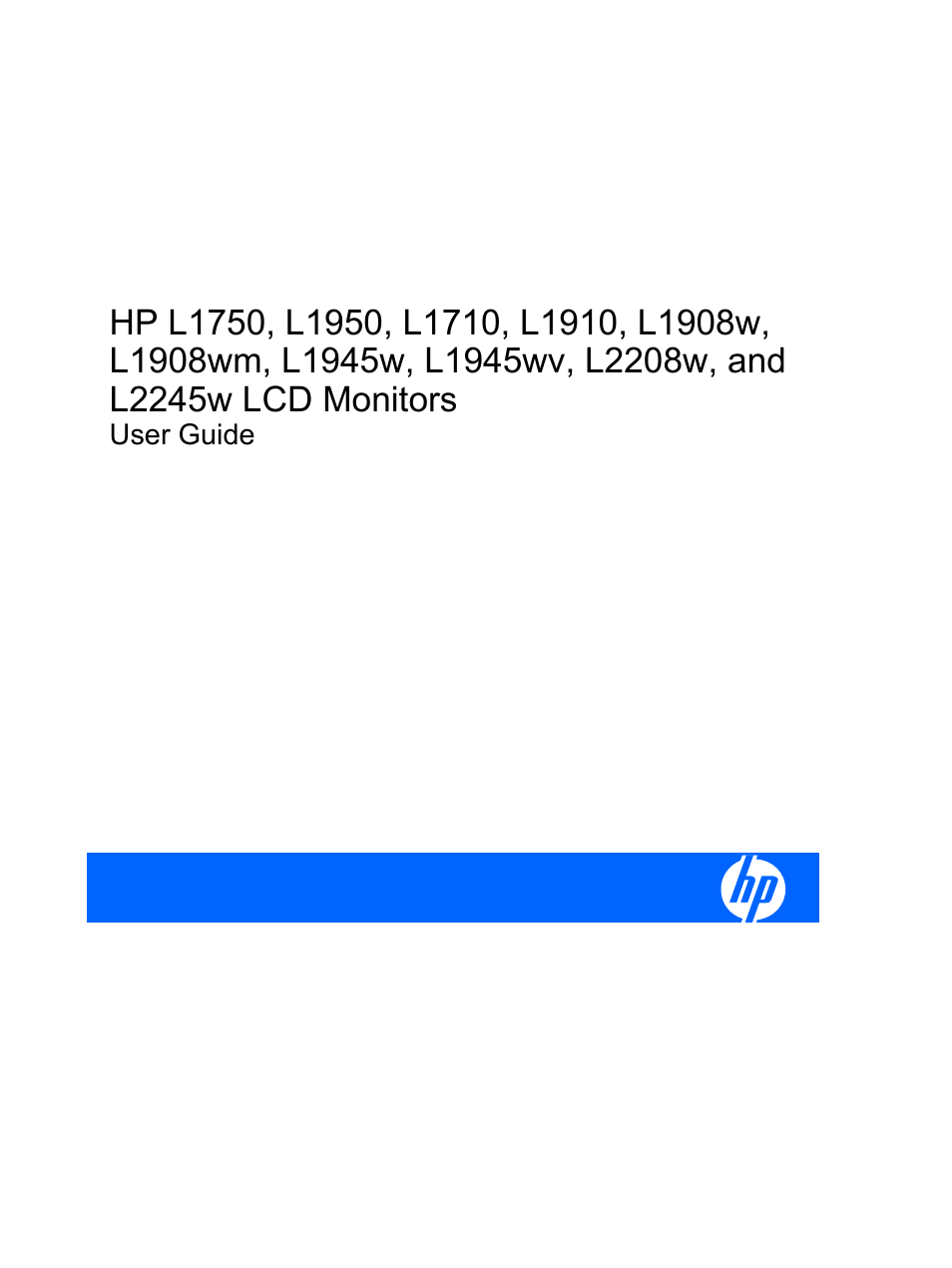HP L1910 19-inch LCD Monitor User Manual | 63 pages