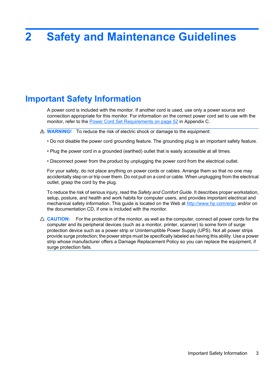 Safety and maintenance guidelines, Important safety information, 2 safety and maintenance guidelines | 2safety and maintenance guidelines | HP L1910 19-inch LCD Monitor User Manual | Page 11 / 63